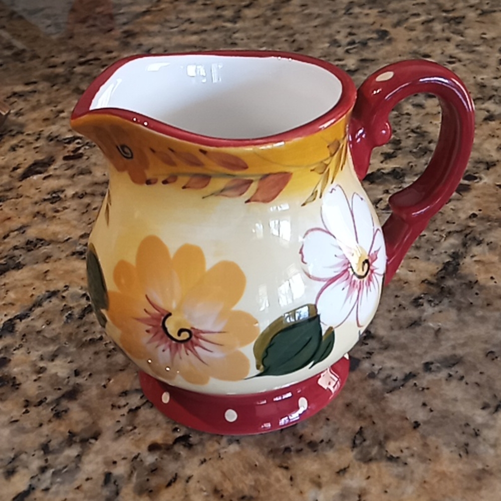 Oneida Sunset Bouquet Creamer And Sugar Dish With Notched Lid. Hand Painted. - Picture 2 of 16
